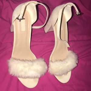 Off white fur heels